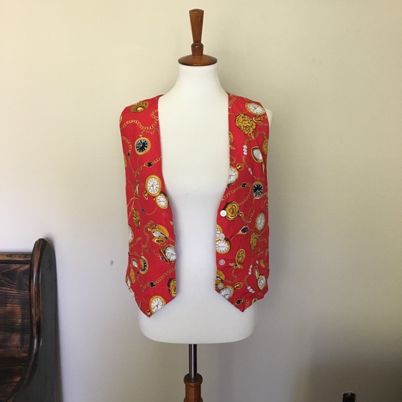 🎉 JH Collectibles Vintage Pocket Watch Pattern Vest - Picture 8 of 8